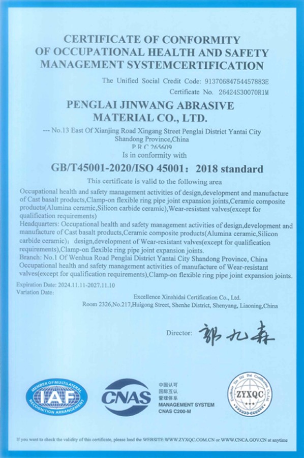 CERTIFICATE OF CONFORMITY OF OCCUPATIONAL HEALTH AND SAFETY MANAGEMENT SYSTEMCERTIFICATION