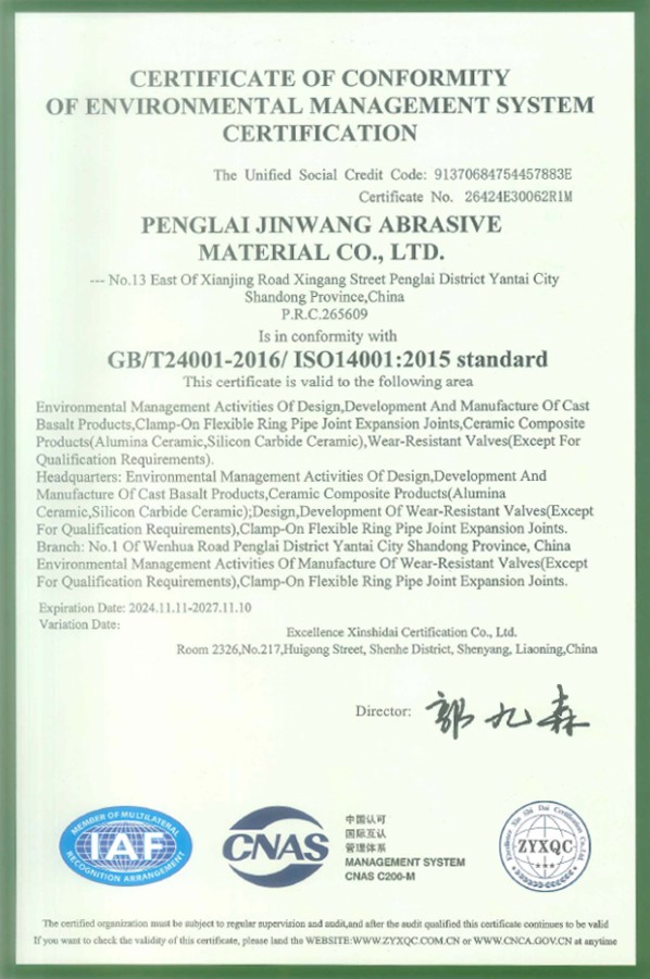 CERTIFICATE OF CONFORMITY OF ENVIRONMENTAL MANAGEMENT SYSTEM CERTIFICATION